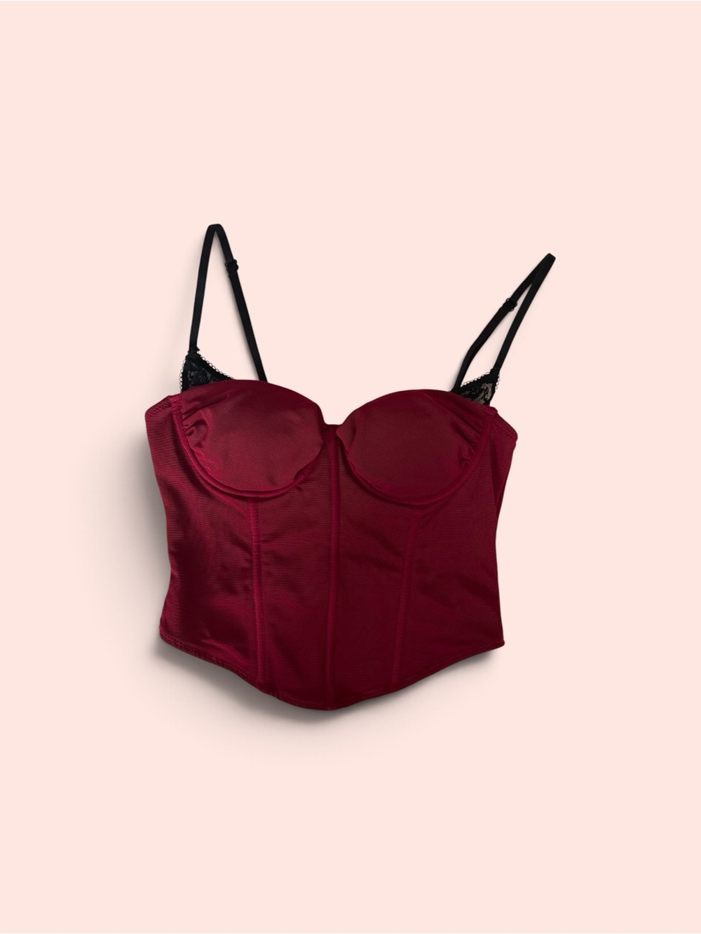 Garage Burgundy Longline Bustier with Black Straps